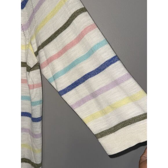 Talbots V Neck Rainbow Striped Knit Top 3/4 Sleeve Lightweight Blouse Sweater 1X - Picture 8 of 16